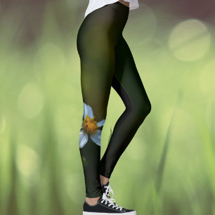 Legging Flor de Margarida Verde Escuro