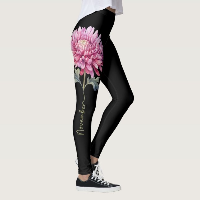 Legging Flor de Nascimento de Novembro, Chrysanthemum Rosa (Direita)