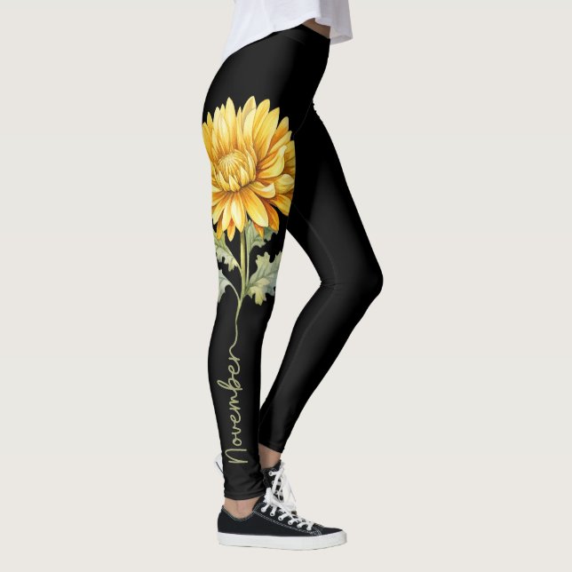 Legging Flor de Nascimento de Novembro, Chyrsanthemum Vibr (Direita)