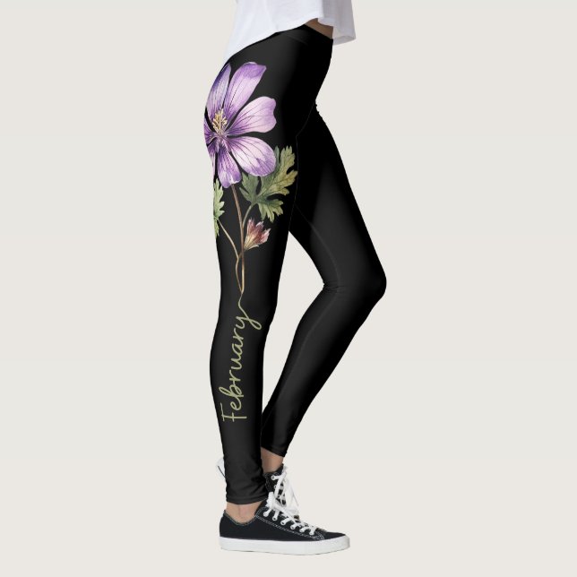 Legging Flor de Nascimento em Fevereiro, Violeta Roxa em P (Direita)