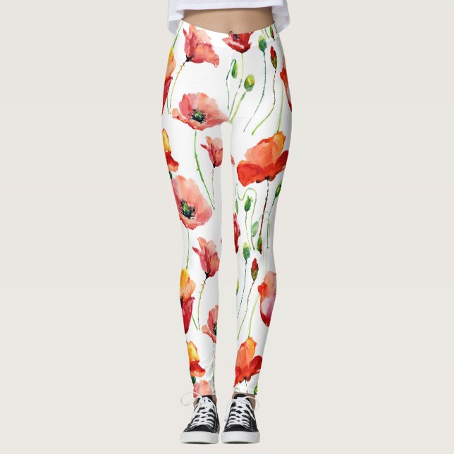 Legging Flor De Papoila: Simples Fundo Sem Olhos. (Frente)