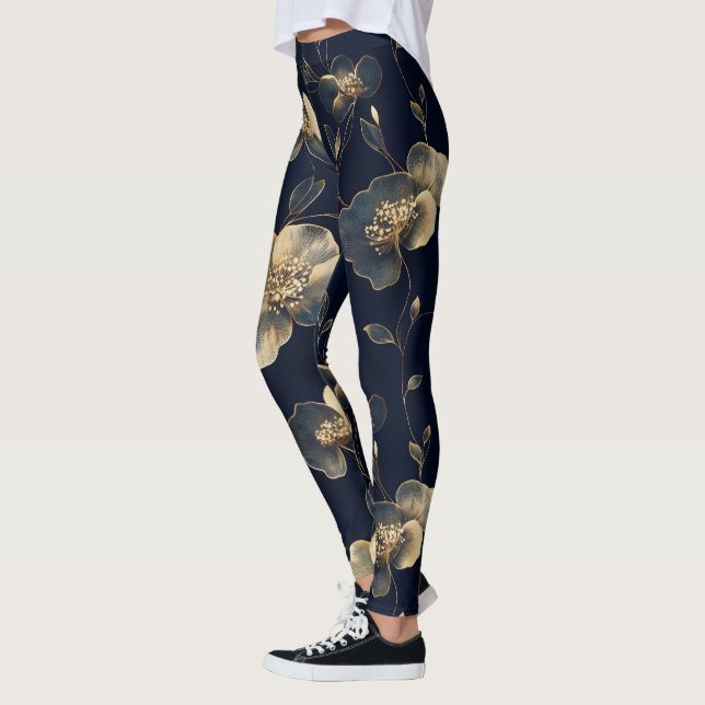 Legging Flor de Papoula Dourada (Esquerda)