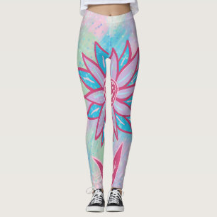 Legging Flor de pastel desenhada à mão e fofa