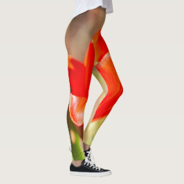 Legging Flor de Tulipas Vermelhas