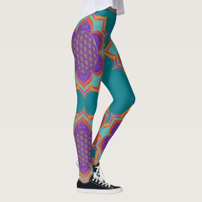 Legging Flor de Vida - Ouro de ornamentos LOTUS I (Direita)