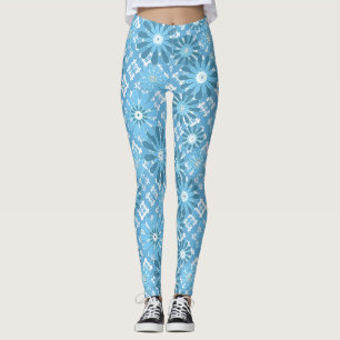 Legging Flor de xadrez abstrato moderna e sem costura