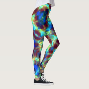 Legging Flor digital azul intensa contrastando com marrom