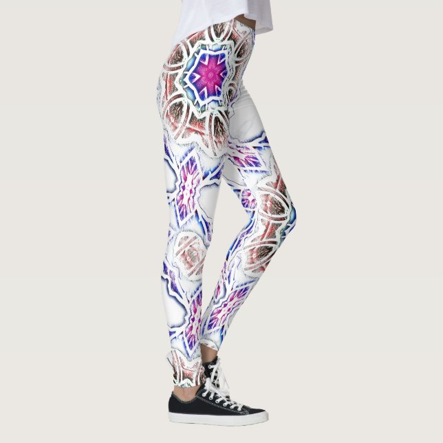 Legging Flor em textura de gesso, sombra macia em branco (Direita)