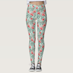 Legging Flor Eucalyptus de Coral Vibrante