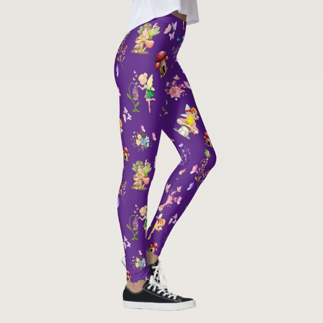 Legging Flor Fada Borboleta Cogumelo Roxo (Direita)