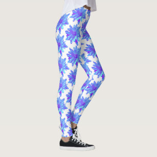 Legging Flor floral púrpura Elegante