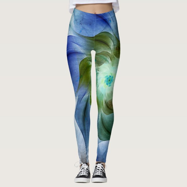 Legging Flor Fractal Azul e Verde (Frente)