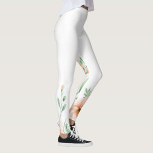 Legging Flor Laranja com caças Verdes