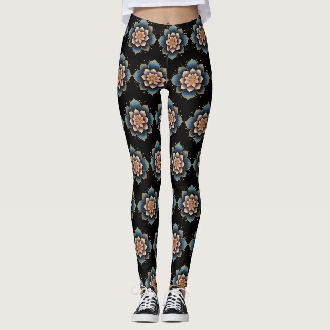 Legging Flor Mandala Lotus com Cristais Espumantes (Frente)