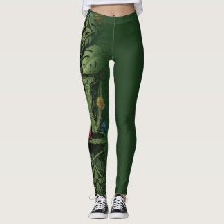 Legging Flor Monograma Estético de Floresta Exótica