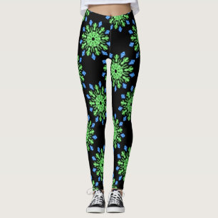 Legging Flor néon verde e azul