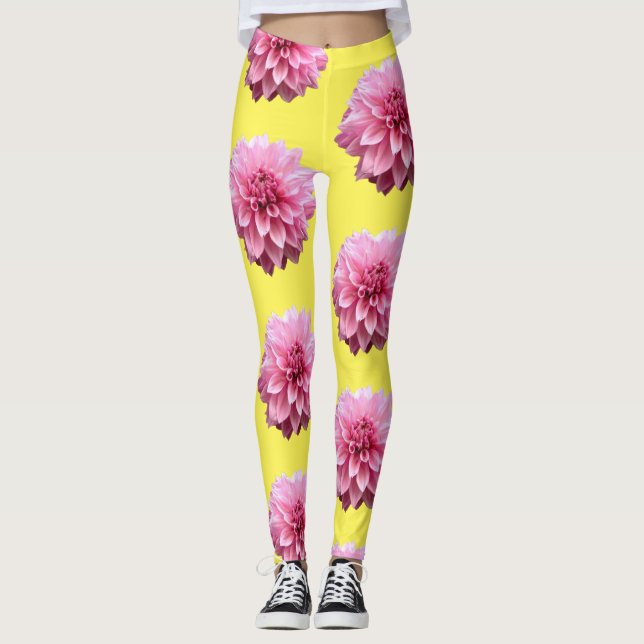 Legging flor rosa dahlia (Frente)
