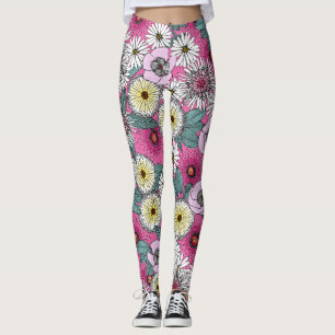 Legging Flor rosa do jardim australiano