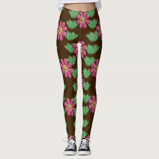 Legging Flor rosa embutido