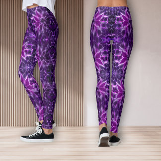 Legging Flor roxa roxa fractal hipnótica