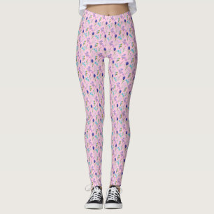 Legging Flor silvestre em coxas cor-de-rosa de impressão A