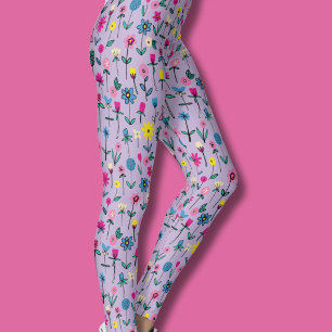 Legging Flor silvestre lilás prado caprichoso