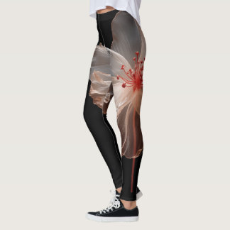 Legging Flor translúcida elegante a preto