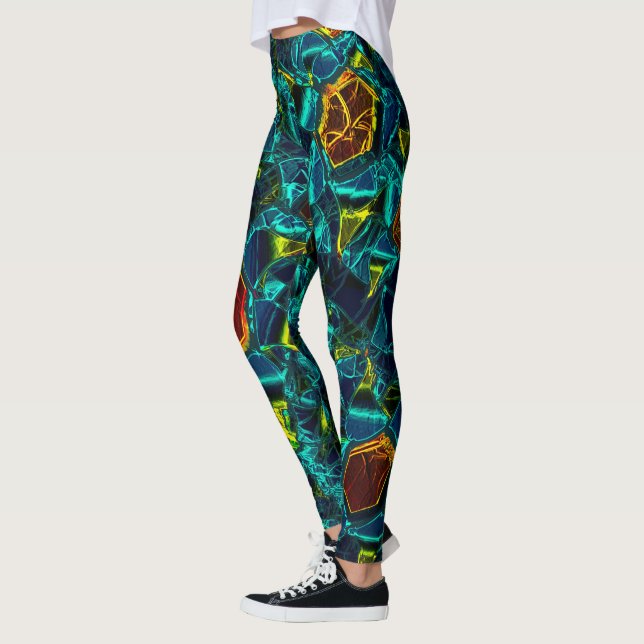 Legging Flor virtual em azul gradiente, estilhaçada (Esquerda)