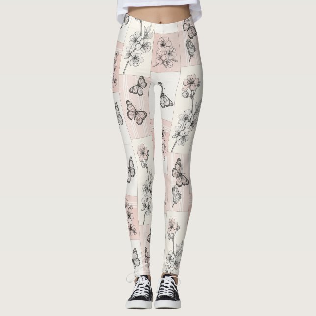 Legging Floração de Borboleta Elegante (8) (Frente)