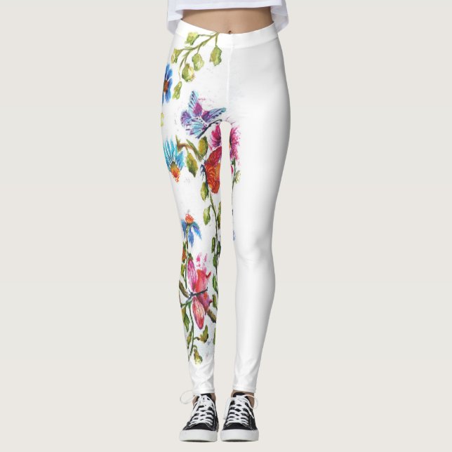 LEGGING FLORAIS QUÍMICOS COM PÁSSARO AMARELO (Frente)