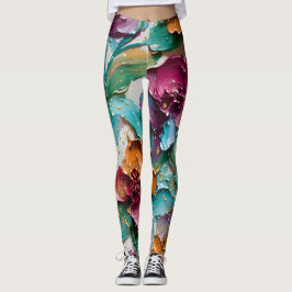 Legging Floral Abstract Paint Pattern – Artistic Modern 