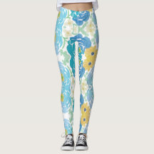 Floral Aquarela Azul e Amarelo