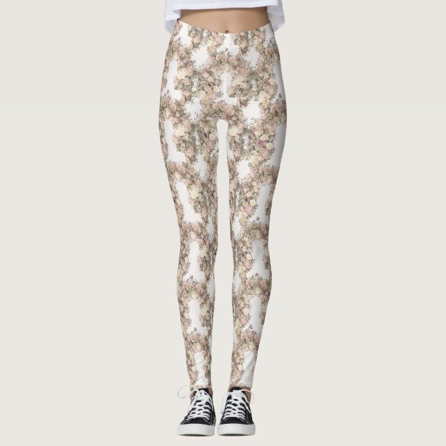 Legging Floral Arches Pattern – Graceful Curved Botanical  (Frente)