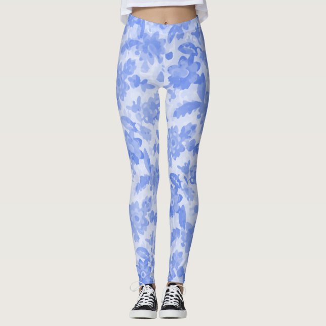 Legging Floral Azul Claro (Frente)