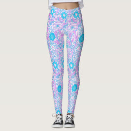 Legging Floral Azul e Púrpura