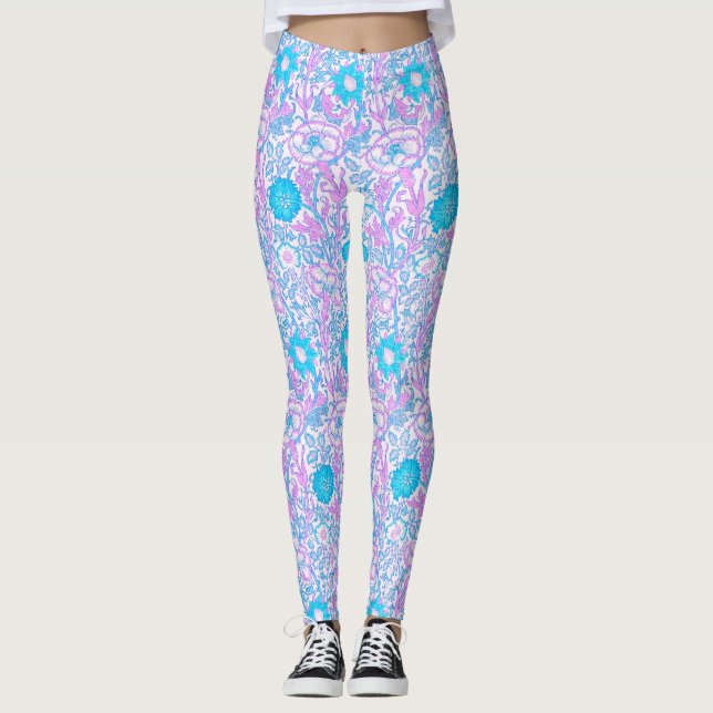 Legging Floral Azul e Púrpura (Frente)