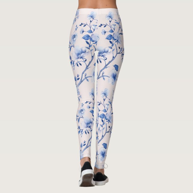 Legging Floral Azul Romântico Blush (Verso)