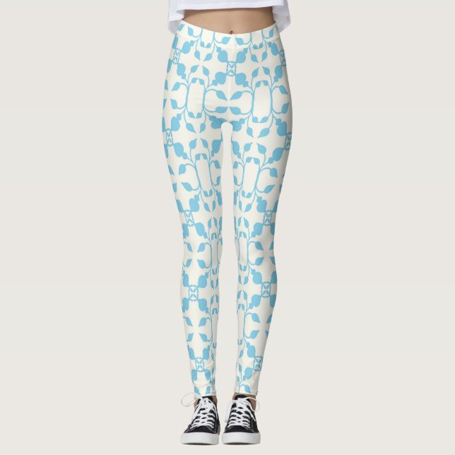 Legging Floral Azul Simétrico (Frente)