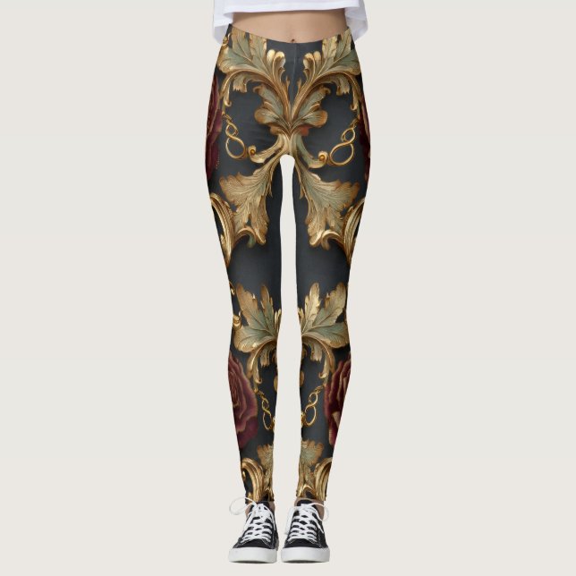 Legging Floral Baroque Pattern – Elegant Ornamental  (Frente)