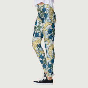 Legging Floral Blue Flowers Lily Valley Repetindo