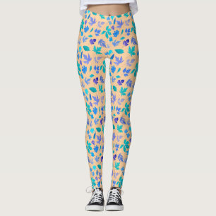 Legging Floral Blue Flowers Pattern Design- 36566