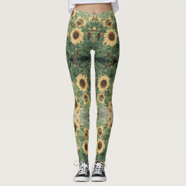 Legging Floral Boho Hippie Sunflower