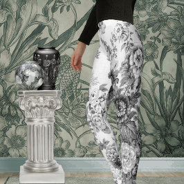 Legging Floral Bonito branco preto