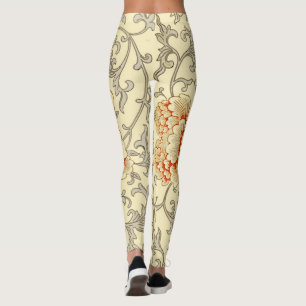 Legging Floral Botânico da Trabalho de arte Cinza de cor-d
