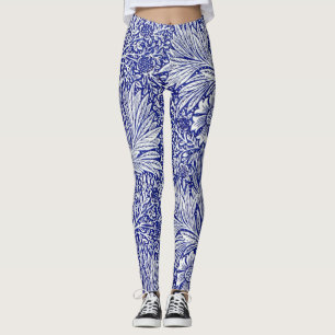 Legging Floral Branco e Azul Vintage