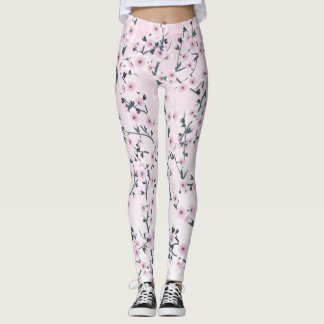 Legging Floral Cherry Blossoms Pink