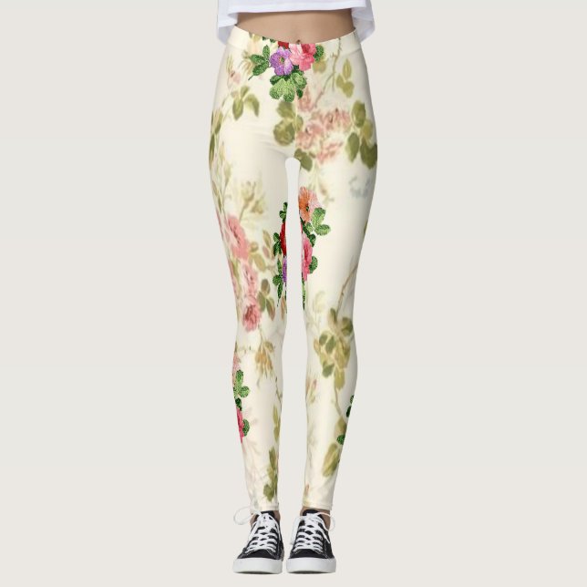 legging floral comprido branco adolescente (Frente)