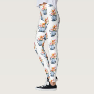 Legging Floral De Aquarela Pintada À Mão