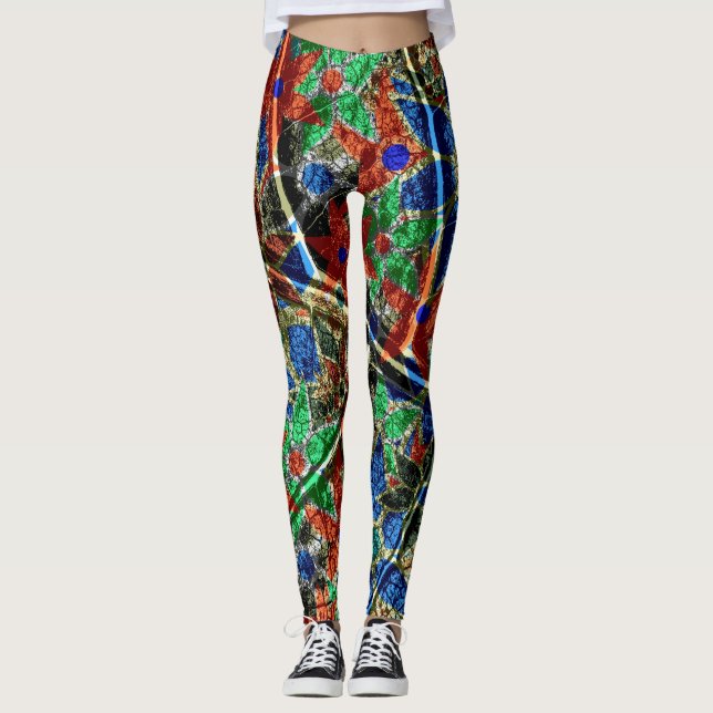 Legging Floral de Casa Azul Laranja (Frente)
