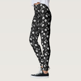 Legging Floral de Cor Branca Elegante
